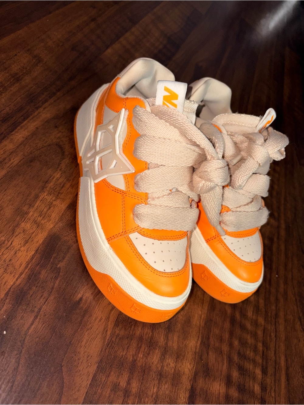 Naked Wolfe Orange & Cream Platform Sneakers